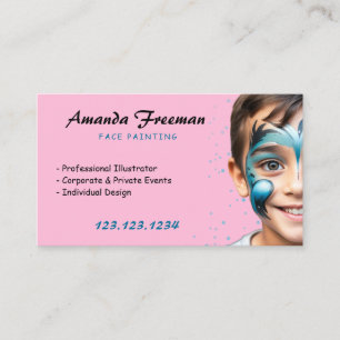 Tarjeta De Visita Estilo azul y rosa Fiesta pintador de cara