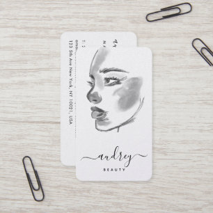 Tarjeta De Visita Estilo Belleza Guión de color blanco negro