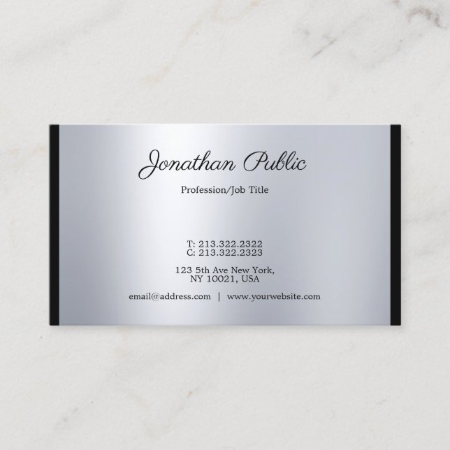 Tarjeta De Visita Estilo caligrafía guión estilo moderno moda platea (Anverso)