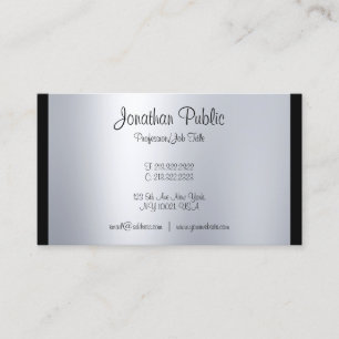 Tarjeta De Visita Estilo caligrafía guión plateado Plata moderna