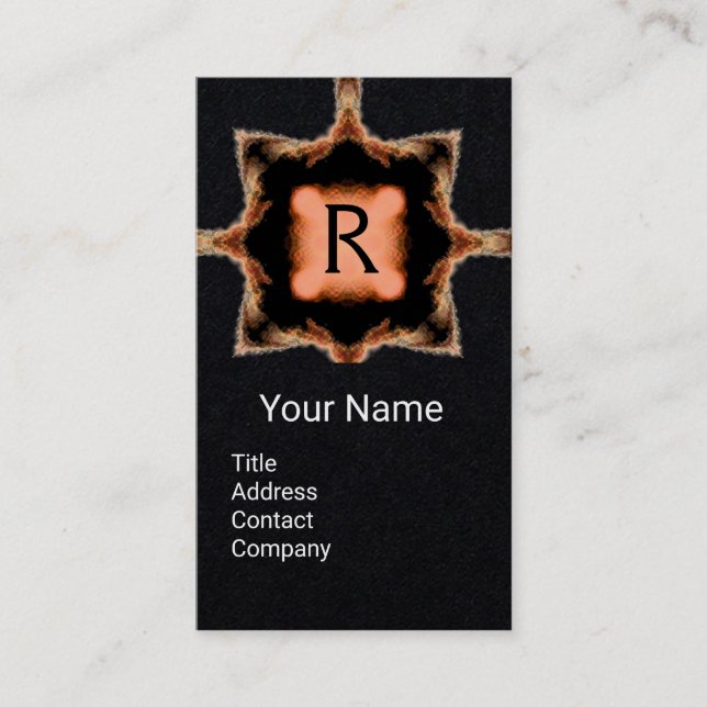 Tarjeta De Visita ESTILO CUADRADO MONOGRAMA Papel negro marrón rosad (Anverso)