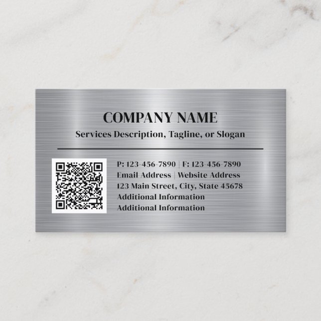 Tarjeta De Visita Estilo de aluminio de acero cepillado metalizado A (Anverso)