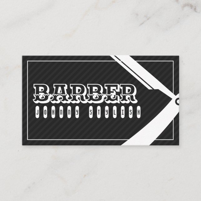 Tarjeta De Visita Estilo de barbería elegante profesional gris negro (Anverso)