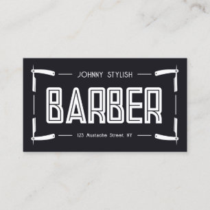 Tarjeta De Visita Estilo de barbero de marco de Razor