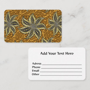 Tarjeta De Visita Estilo de Batik Floral Resumen Africano