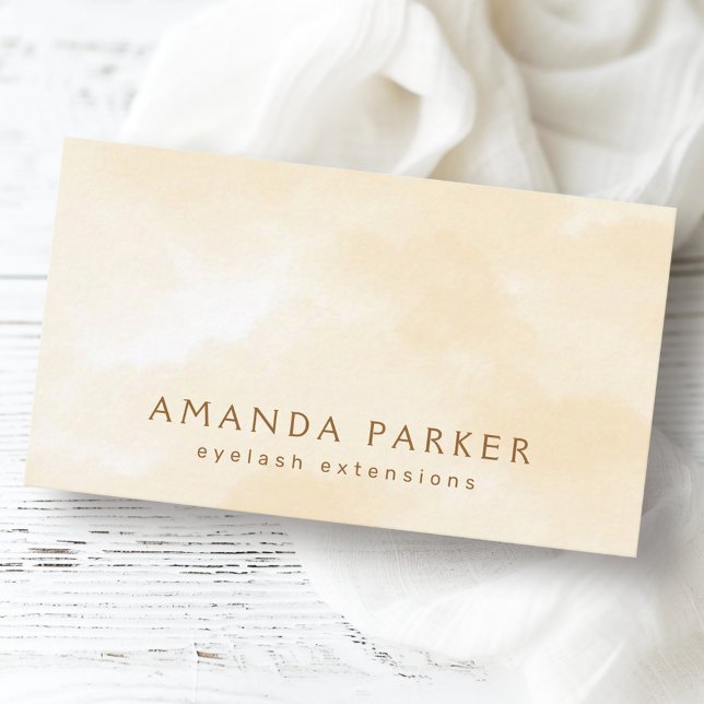 Tarjeta De Visita Estilo de belleza de moda con acuarela crema (Cream watercolor trendy boutique beauty stylist business card)