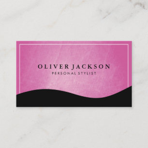 Tarjeta De Visita Estilo de borde blanco Textura rosa onda negra
