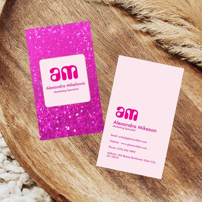Tarjeta De Visita Estilo de brillo rosa caliente de lujo (Subido por el creador)