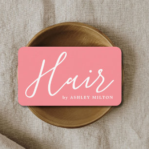 Tarjeta De Visita Estilo de cabello blanco rosa simple y limpio