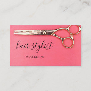 Tarjeta De Visita Estilo de cabello brillante de identidad rosa.