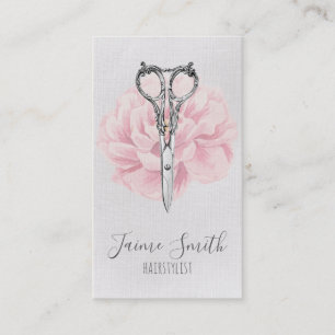 Tarjeta De Visita estilo de cabello vintage floral de guion peluquer
