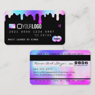 Tarjeta De Visita Estilo de crédito del logotipo holográfico púrp