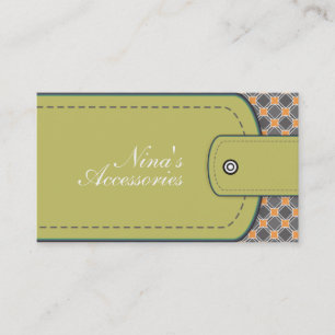 Tarjeta De Visita Estilo de cuero verde oliva y patrón de coral mode