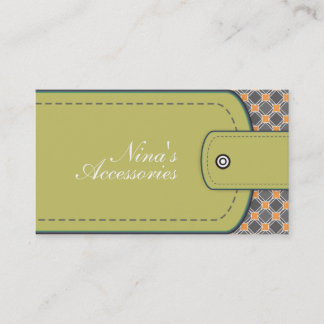 Tarjeta De Visita Estilo de cuero verde oliva y patrón de coral mode