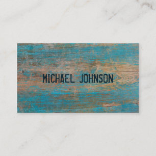 Tarjeta De Visita Estilo de fuente azul de madera rústico del Grung