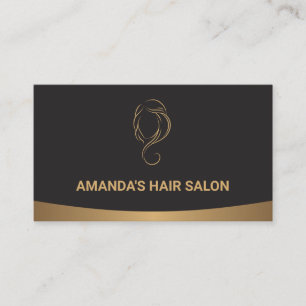 Tarjeta De Visita Estilo de glamour negro dorado   Cabello y belleza