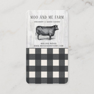 Tarjeta De Visita Estilo de granjas Negro Búfalo Blanco Plaid Wood B