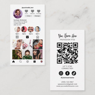 Tarjeta De Visita Estilo de Instagram Código Qr Moderno Elegante Bla
