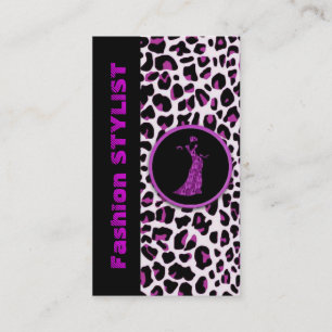 Tarjeta De Visita Estilo de la moda del leopardo púrpura