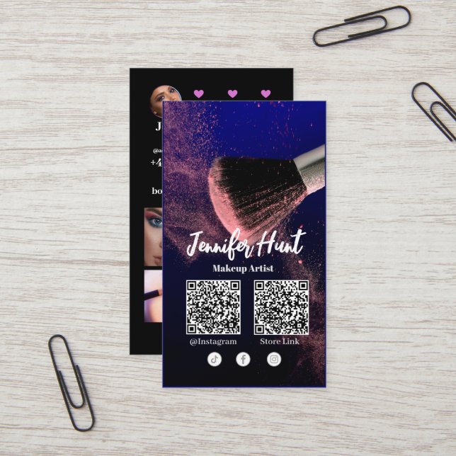 Tarjeta De Visita Estilo de moda QRcode de Social Media Influencer (Anverso/Reverso In Situ)