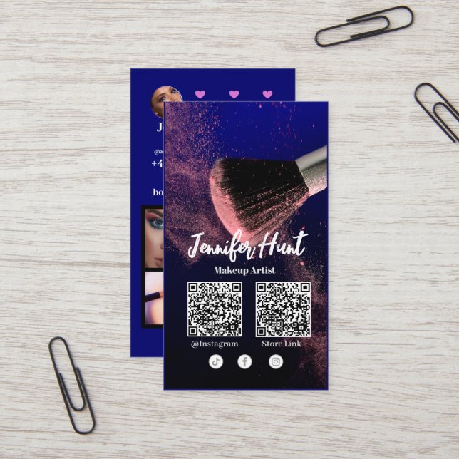 Tarjeta De Visita Estilo de moda QRcode de Social Media Influencer (Anverso/Reverso In Situ)