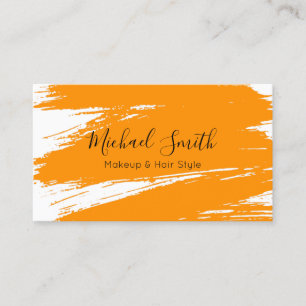 Tarjeta De Visita Estilo de pelo de maquillaje Naranja moderno Trazo