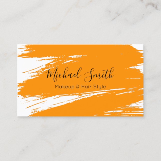 Tarjeta De Visita Estilo de pelo de maquillaje Naranja moderno Trazo (Anverso)