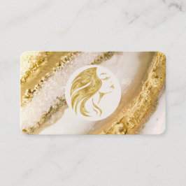 Tarjeta De Visita Estilo de pelo de mármol dorado de lujo