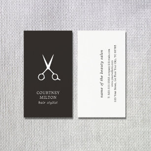 Tarjeta De Visita Estilo de pelo minimalista simple negro y blanco
