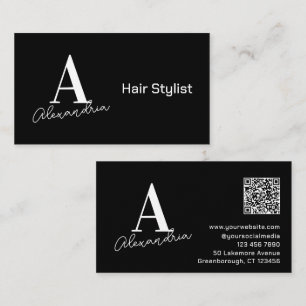 Tarjeta De Visita Estilo de pelo simple en blanco y negro