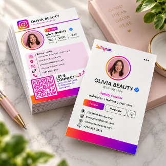 Tarjeta De Visita Estilo de perfil de Instagram moderno con código Q