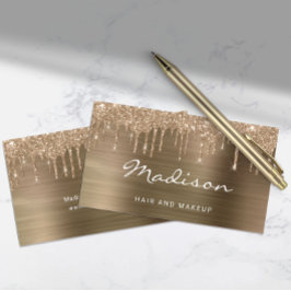 Tarjeta De Visita Estilo de Purpurina Glam Gold Drilist