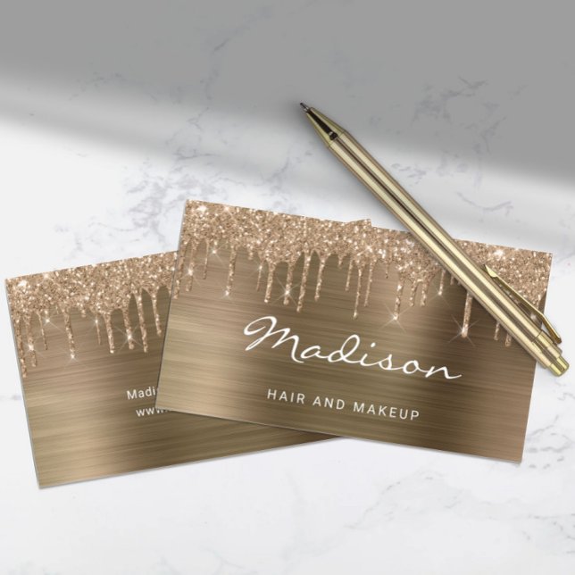 Tarjeta De Visita Estilo de Purpurina Glam Gold Drilist (Subido por el creador)