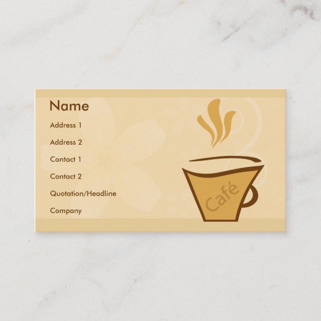 Tarjeta De Visita Estilo del café (Anverso)