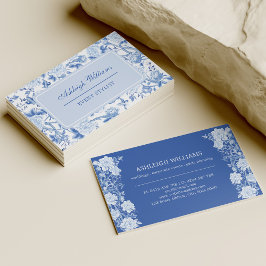 Tarjeta De Visita Estilo del evento floral Chinoiserie Blue White