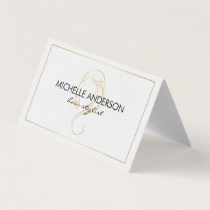 Tarjeta De Visita Estilo del pelo del borde dorado clásico