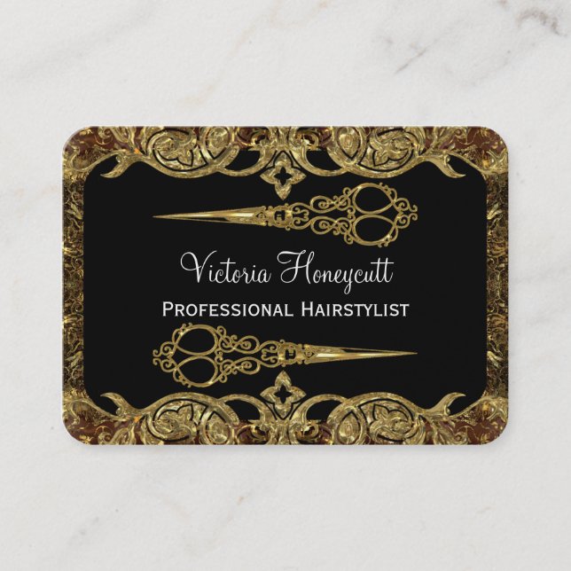 Tarjeta De Visita Estilo doble del profesional de las tijeras de (Anverso)