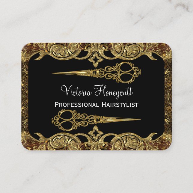 Tarjeta De Visita Estilo doble del profesional de las tijeras de (Anverso)