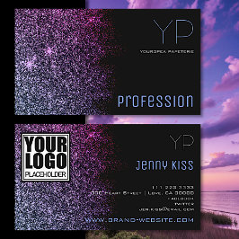 Tarjeta De Visita Estilo elegante con logotipo Estrellas de Purpurin