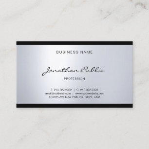 Tarjeta De Visita Estilo elegante profesional Glam Hand Script Silve