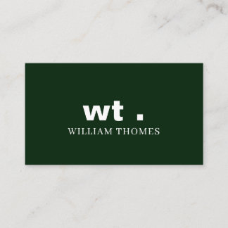 Tarjeta De Visita Estilo empresarial minimal monograma verde oscuro