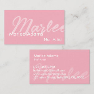 Tarjeta De Visita Estilo Femenino Suave Artista de Uñas Rosa Moderno
