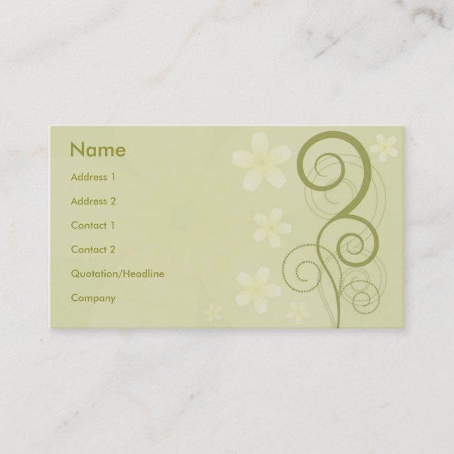 Tarjeta De Visita Estilo floral (Anverso)