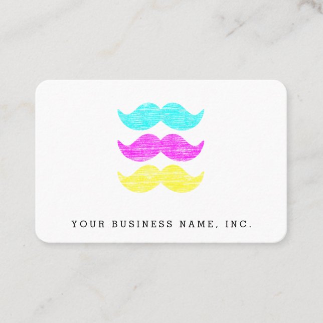 Tarjeta De Visita Estilo Letterpress CMY Mustaches Euro (Anverso)