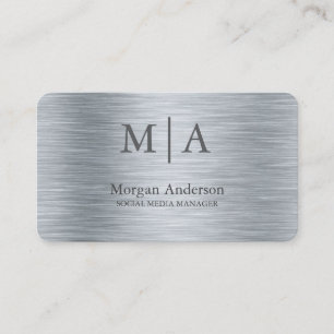 Tarjeta De Visita Estilo Metalizado plateado minimalista Profesional