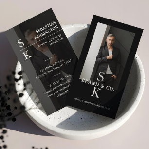 Tarjeta De Visita Estilo Minimalista Moderno Monograma Foto Profesio