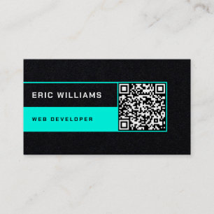 Tarjeta De Visita Estilo mínimo futurista con código QR
