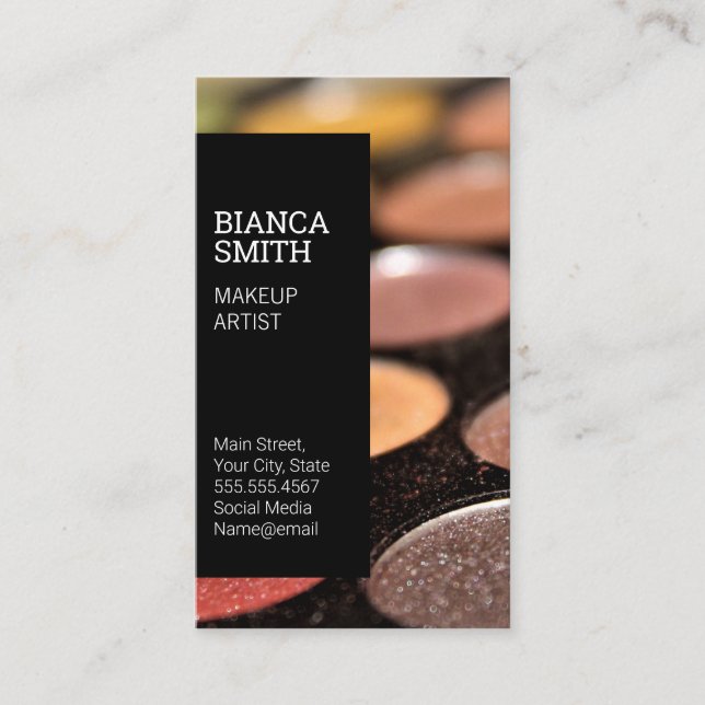 Tarjeta De Visita Estilo moderno | Artista de maquillaje | Paleta (Anverso)