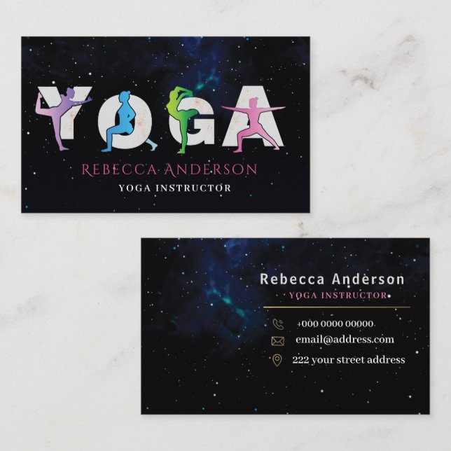 Tarjeta De Visita Estilo moderno del instructor de yoga | Curación h (Anverso / Reverso)