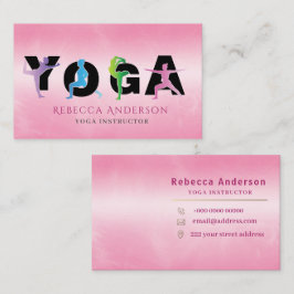 Tarjeta De Visita Estilo moderno del instructor de yoga rosa